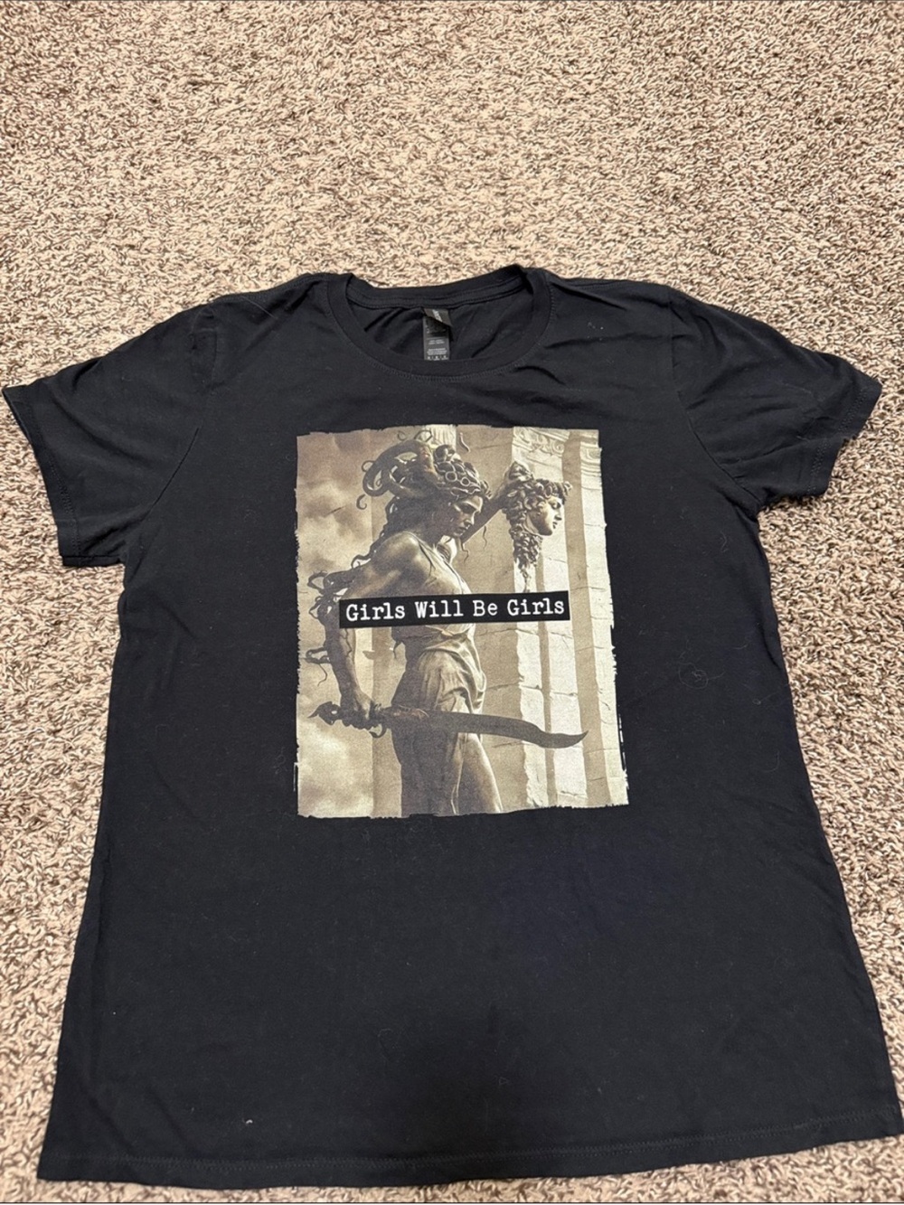 Gildan Black Graphic T-Shirt - Mythic Medusa “Girls Will Be Girls”